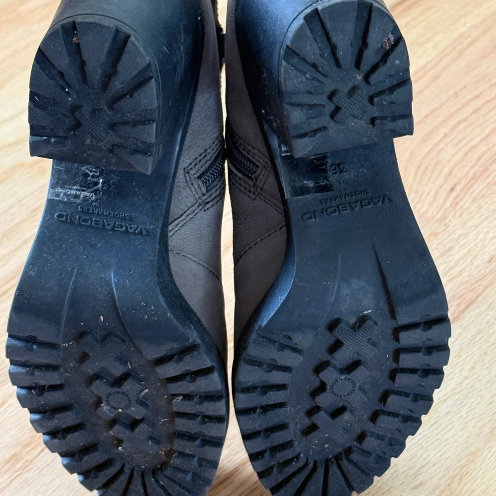 Vagabond Womens Taupe Leather Block Heel Ankle Booties Size 36 US 6.5 Womens - Picture 5 of 6